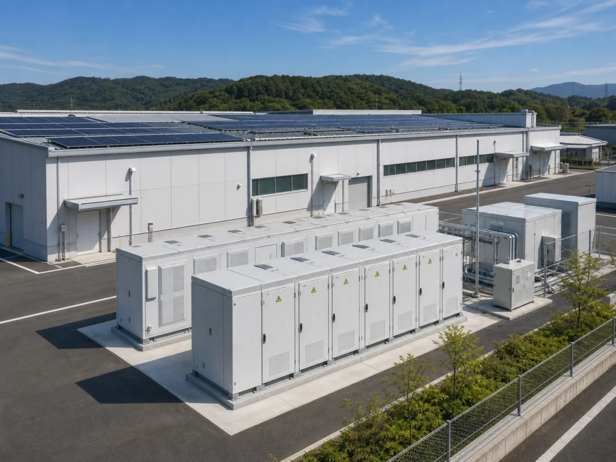 SaaSで制御する工場併設の産業用蓄電池のイメージ